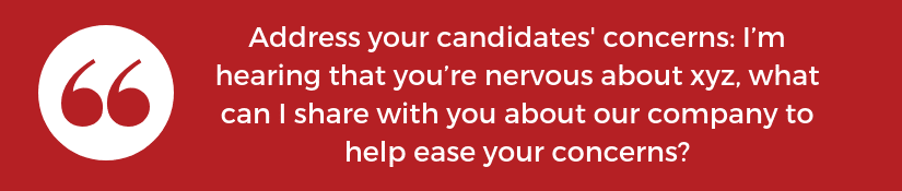 address your candidates concerns during a job offer