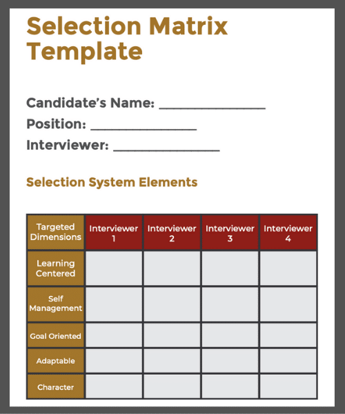 selection matrix template
